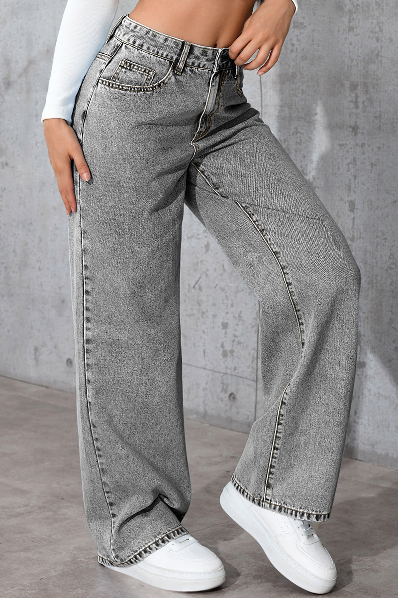 Casual Loose High Waisted Straight Denim Jeans