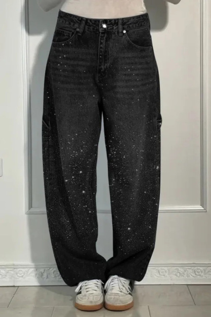 Women Fashionable Star-studded Rhinestone Jeans