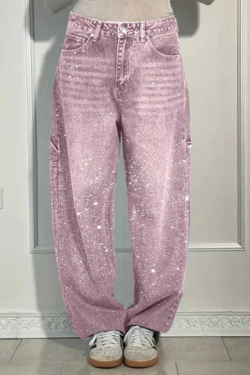 Women Fashionable Star-studded Rhinestone Jeans