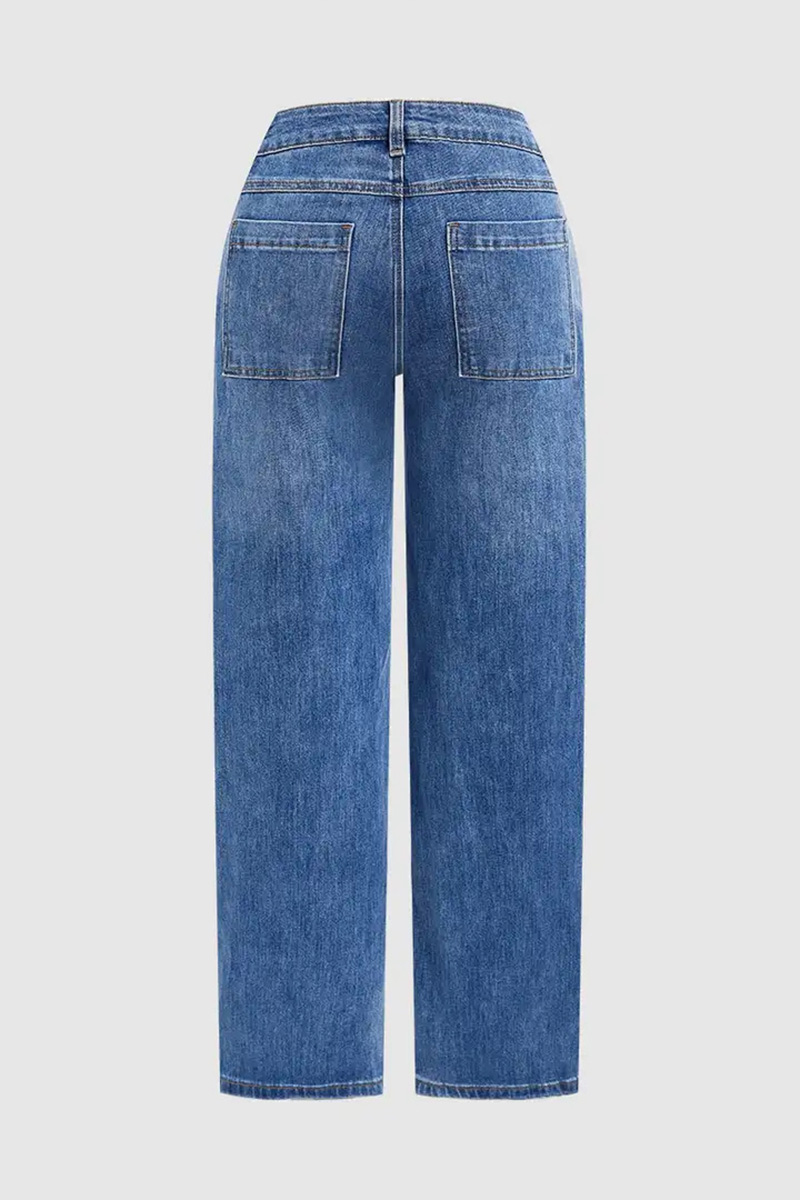 Women Personality Street Wide-leg Trousers Washed Stretch Trendy Jeans