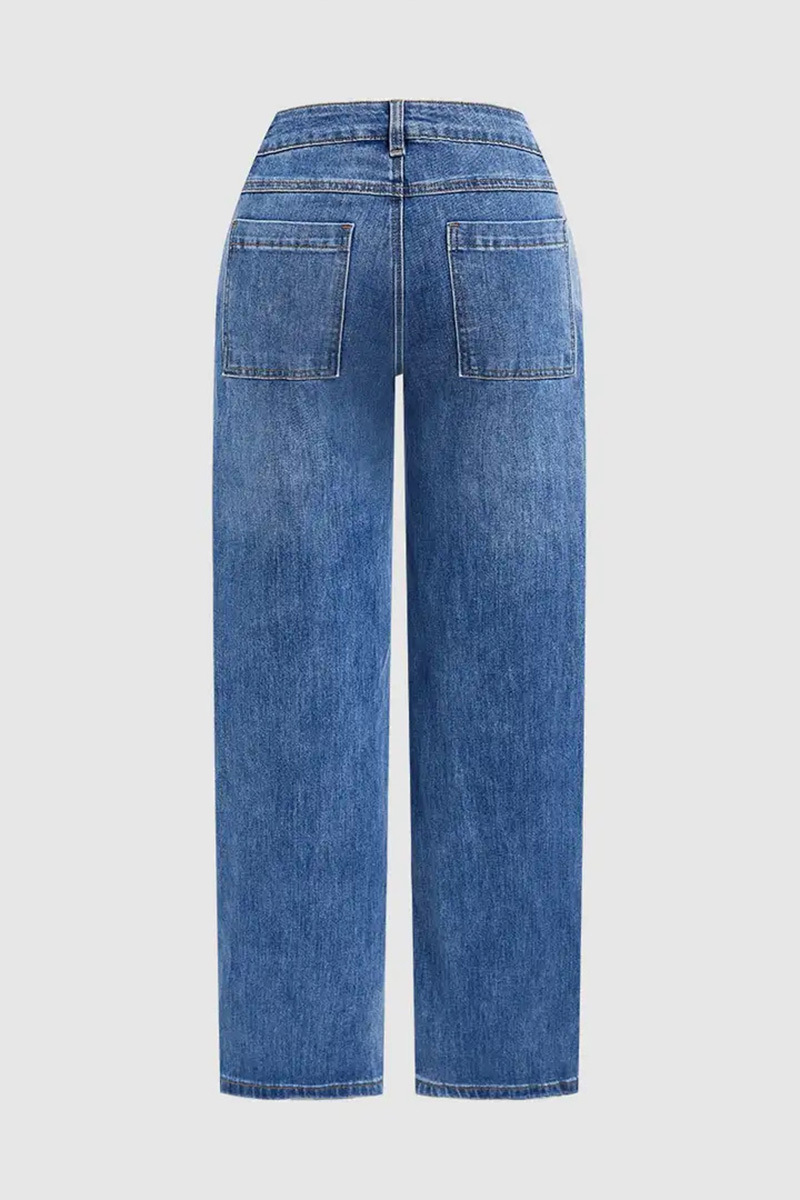 Women Personality Street Wide-leg Trousers Washed Stretch Trendy Jeans