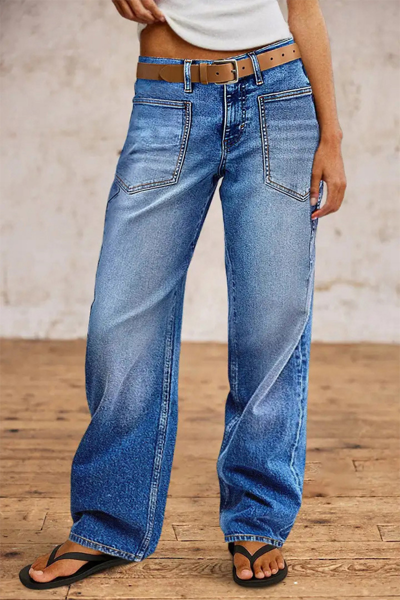 Women Personality Street Wide-leg Trousers Washed Stretch Trendy Jeans