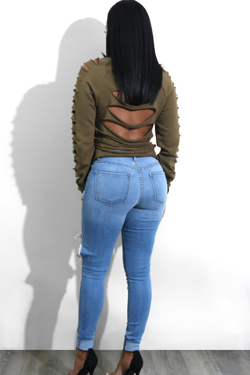 Women’s High-Waist Distressed Stretch Jeans