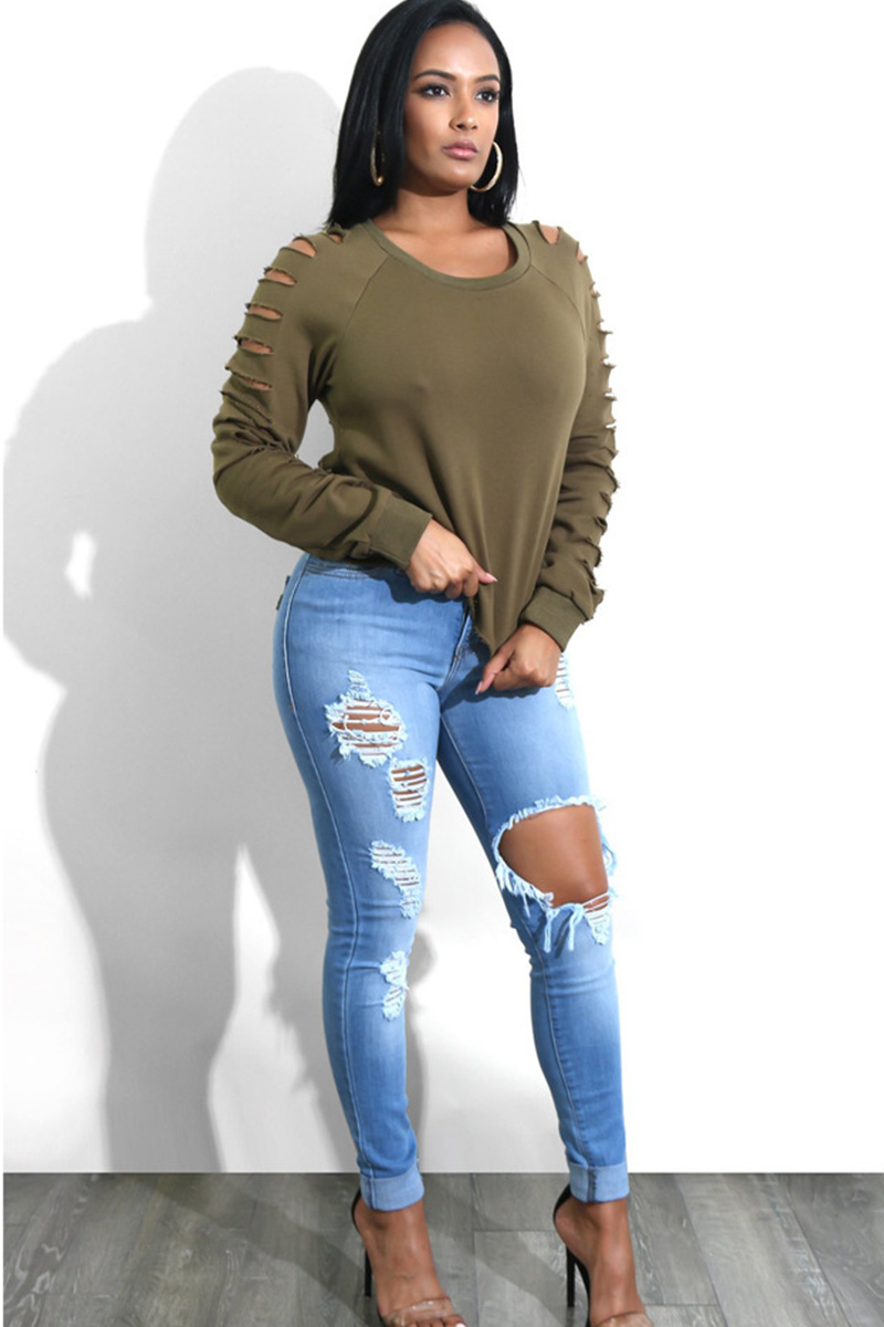 Women’s High-Waist Distressed Stretch Jeans
