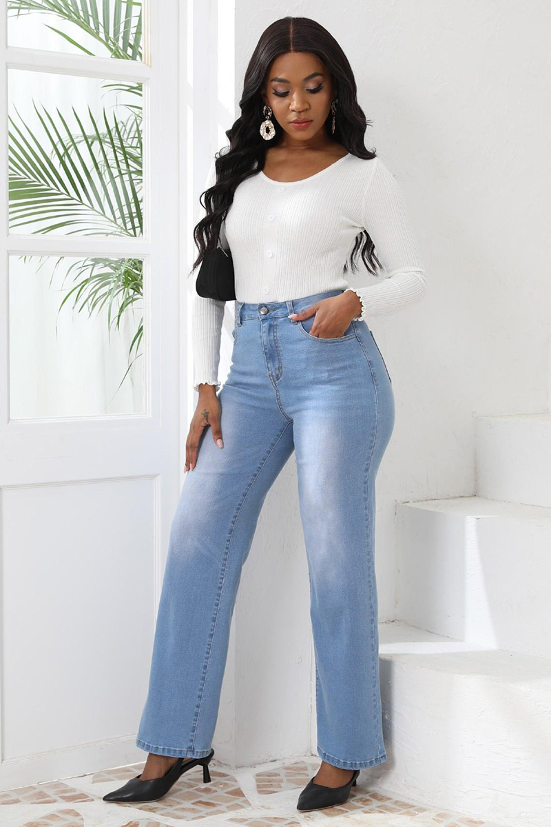 Trendy Slim Fit Straight Leg Casual Jeans