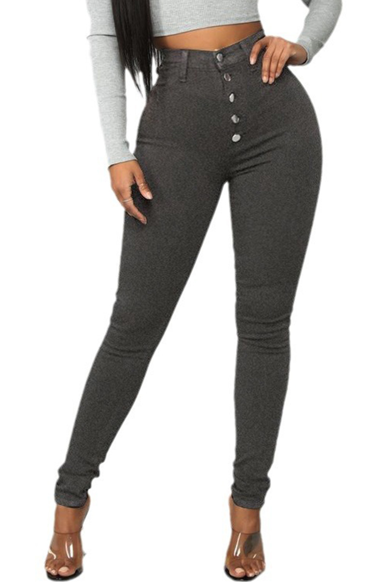 Women’s High-Waist Button-Up Skinny Jeans
