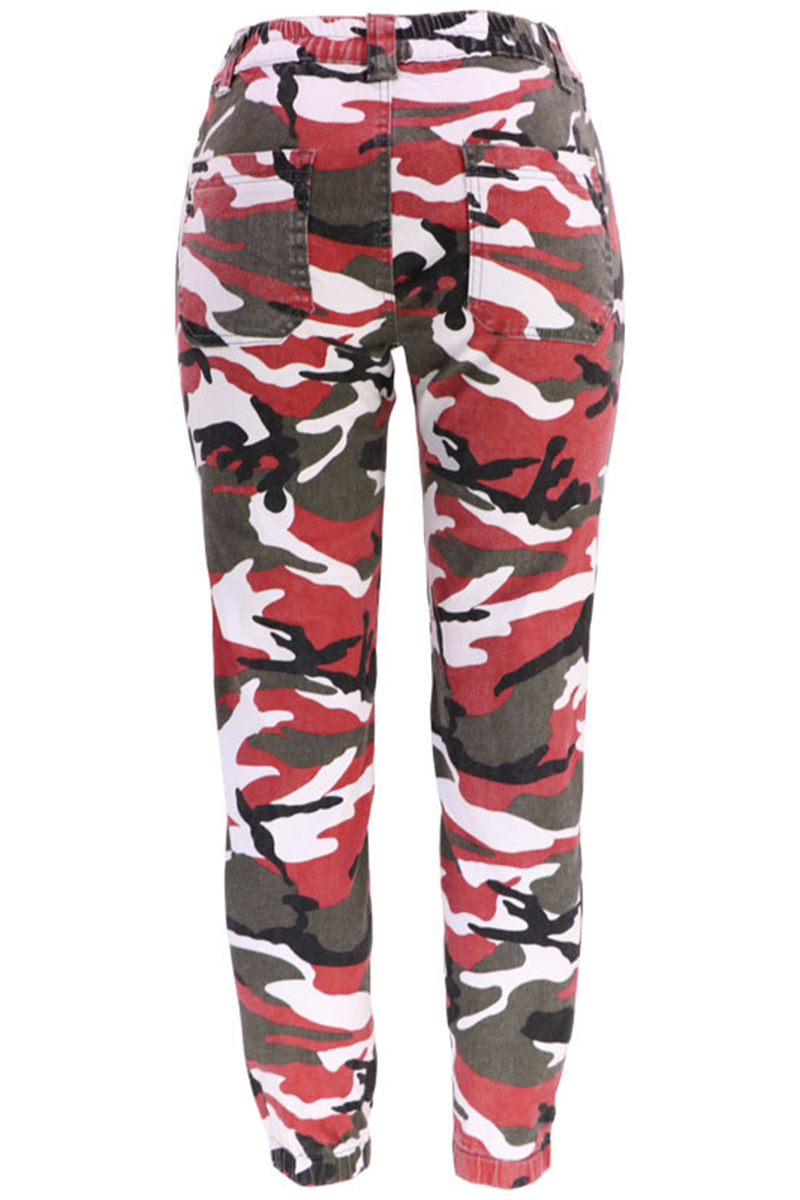 Fashionable Camouflage Versatile Elastic High Waisted Jeans