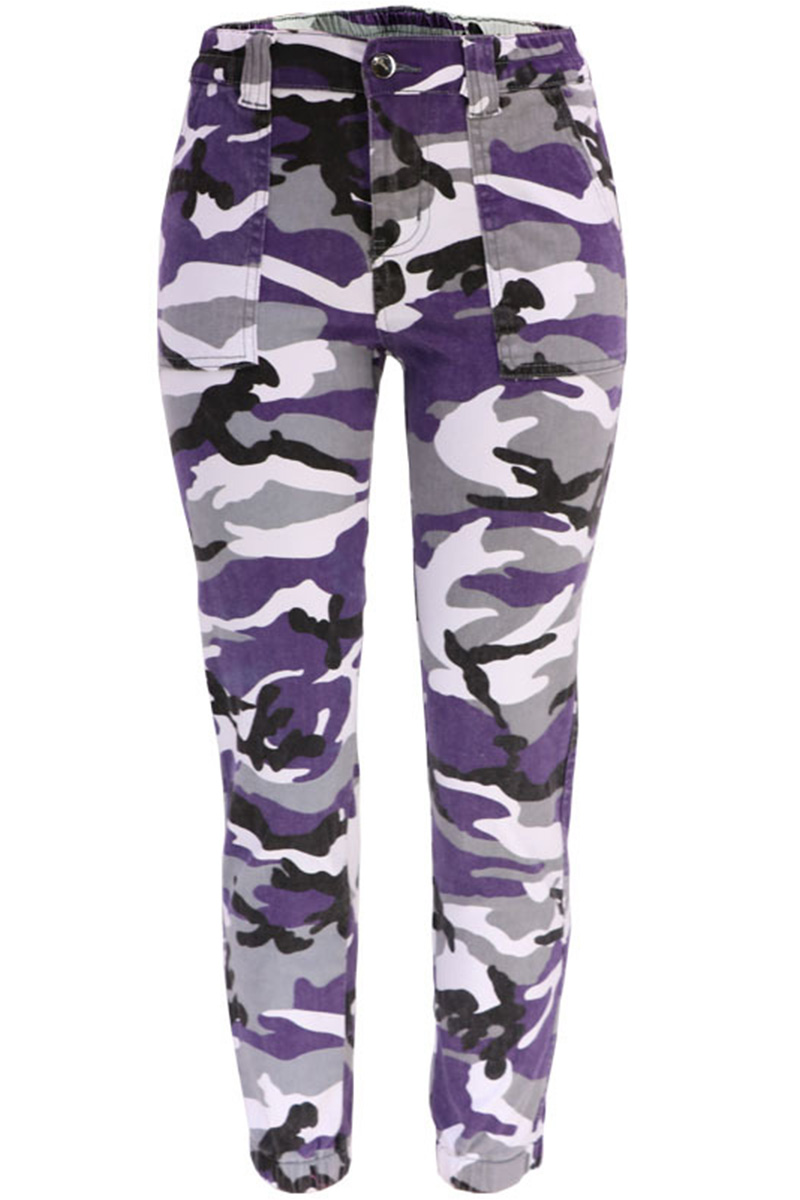 Fashionable Camouflage Versatile Elastic High Waisted Jeans