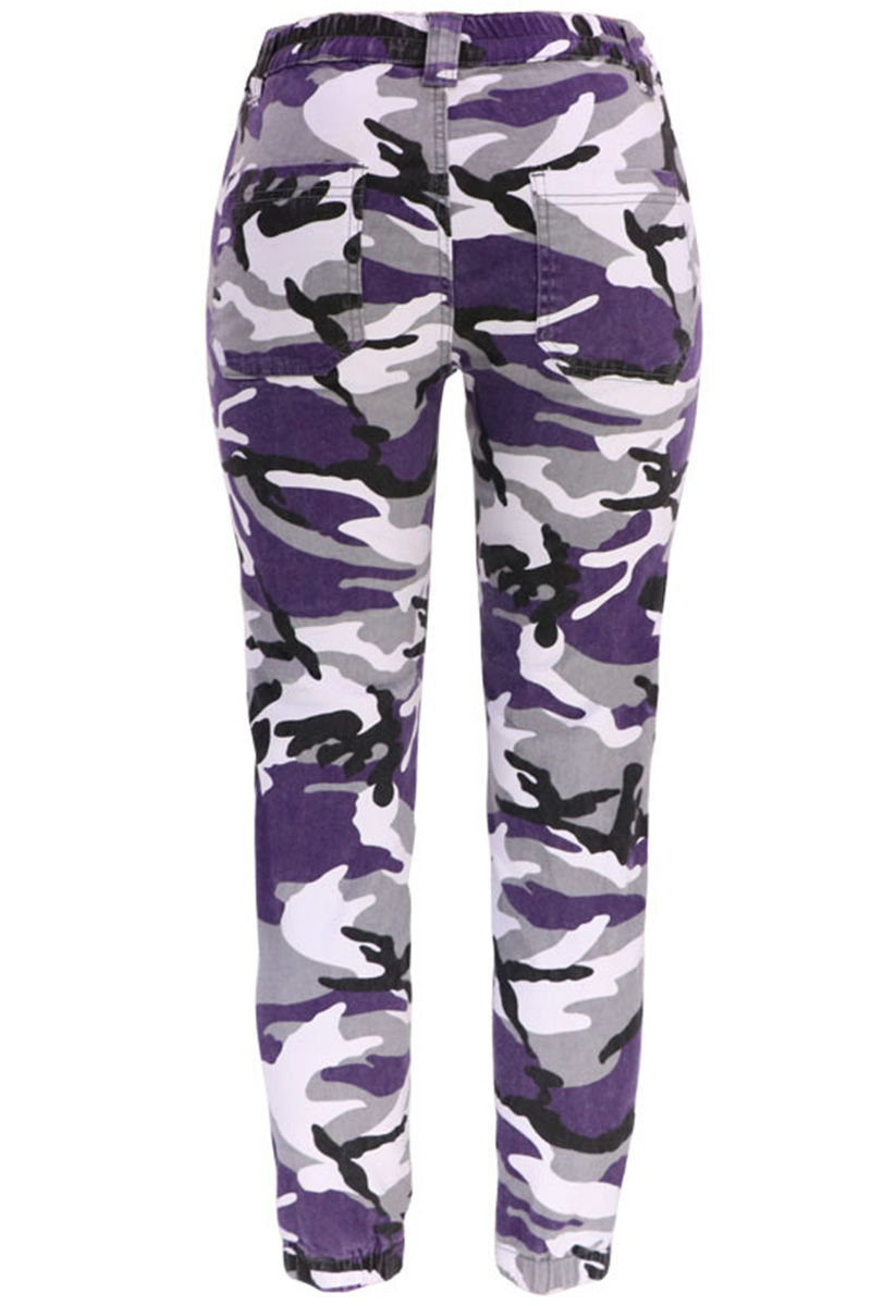 Fashionable Camouflage Versatile Elastic High Waisted Jeans