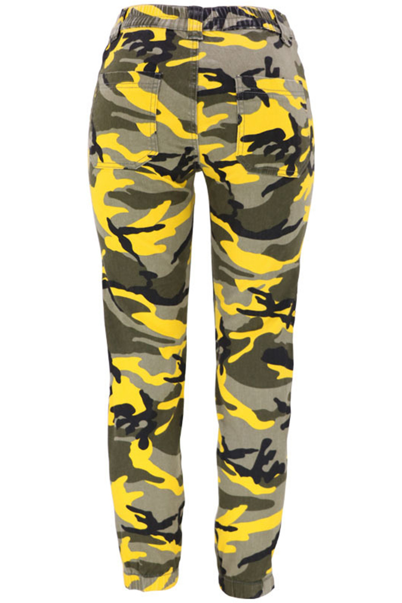 Fashionable Camouflage Versatile Elastic High Waisted Jeans
