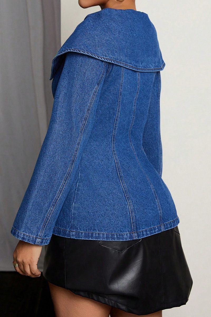 Women’s Vintage Wide-Lapel Denim Jacket