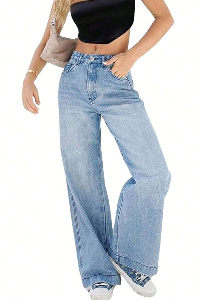 Women's Vintage Washed Wide Leg Jeans