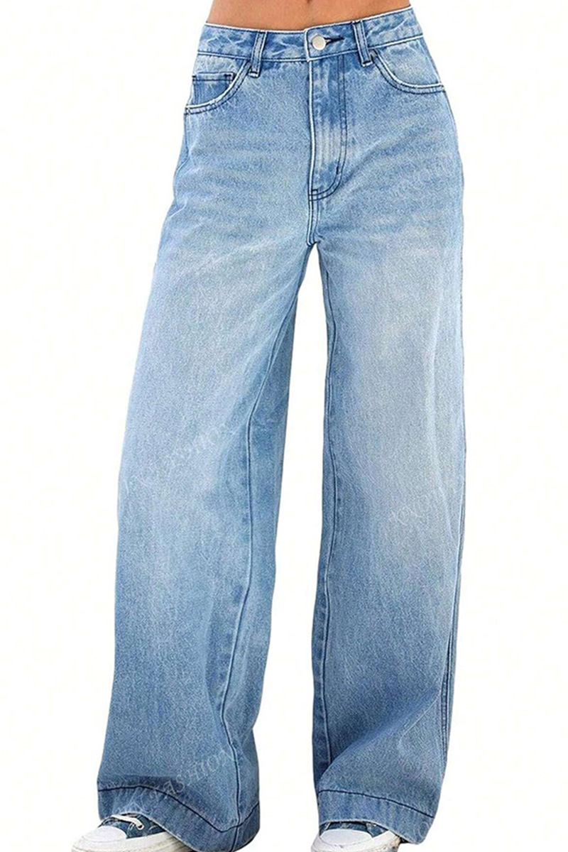 Women's Vintage Washed Wide Leg Jeans