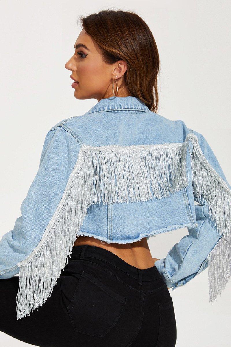 Women's Fashion Fringe Detail Denim Jacket