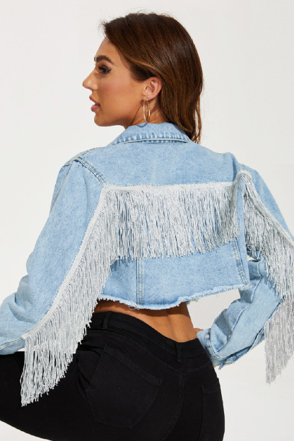 Women's Fashion Fringe Detail Denim Jacket
