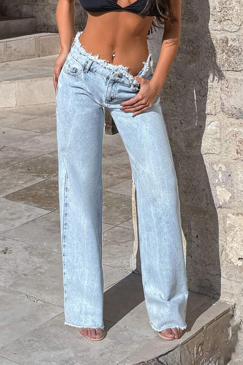 Women's Distressed Droopy Wide-Leg Denim Jeans
