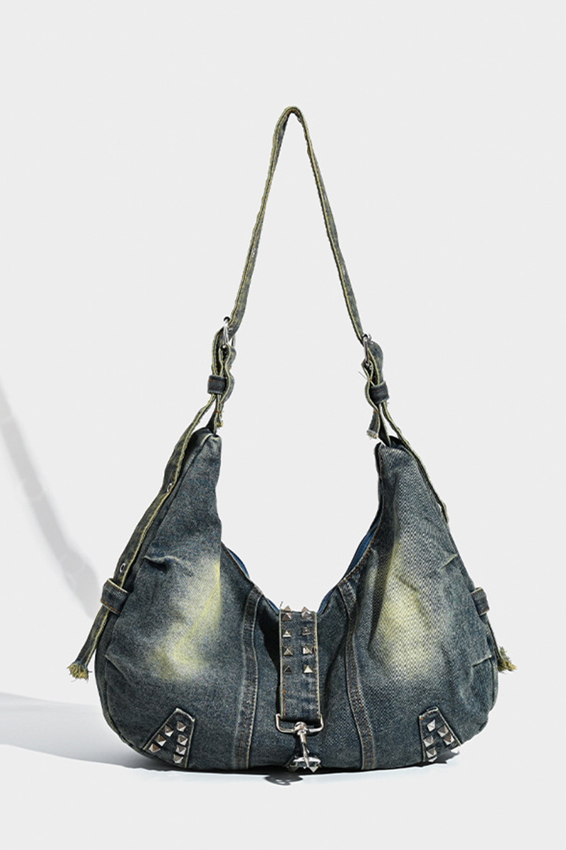 Women's Washable Riveted Denim Tote Bag