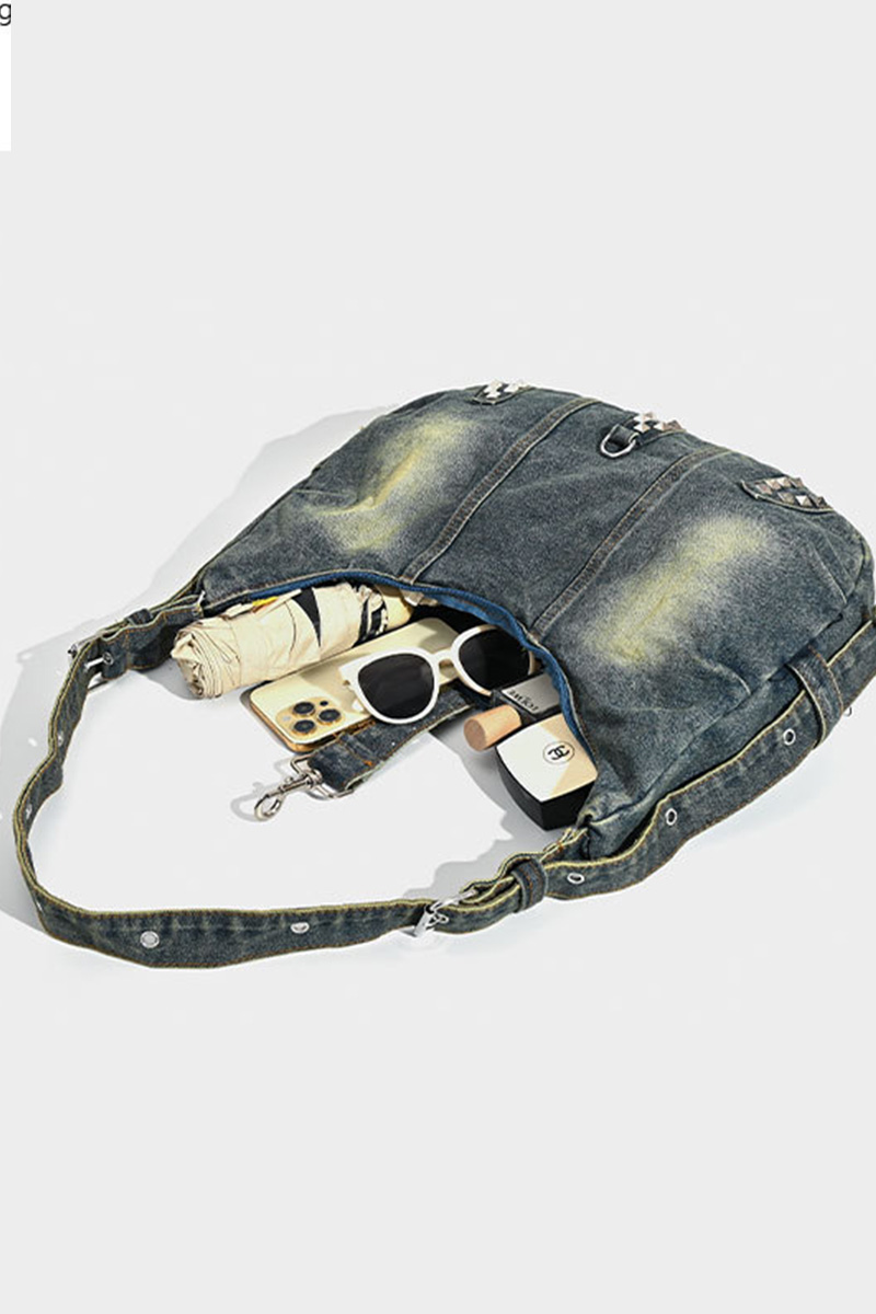 Women's Washable Riveted Denim Tote Bag