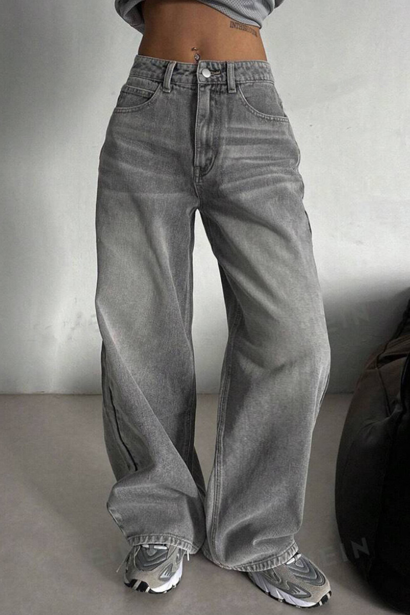 Women's Stone Grey High-Rise Stretch Jeans