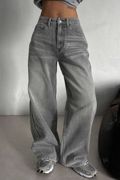 Women's Stone Grey High-Rise Stretch Jeans