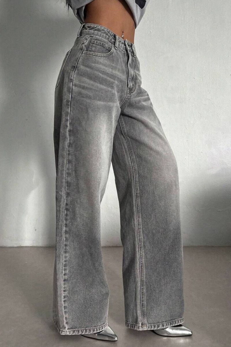 Women's Stone Grey High-Rise Stretch Jeans