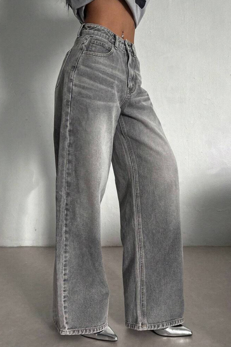 Women's Stone Grey High-Rise Stretch Jeans