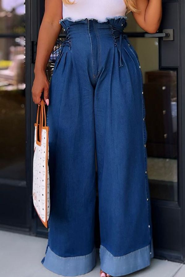 Ladies' Street Tie-Waist Wide-Leg Jeans