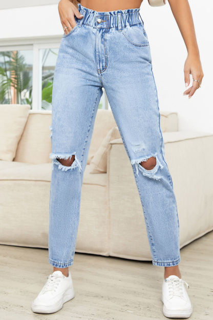 Women's Classic Slimming Ripped Straight-Leg Jeans