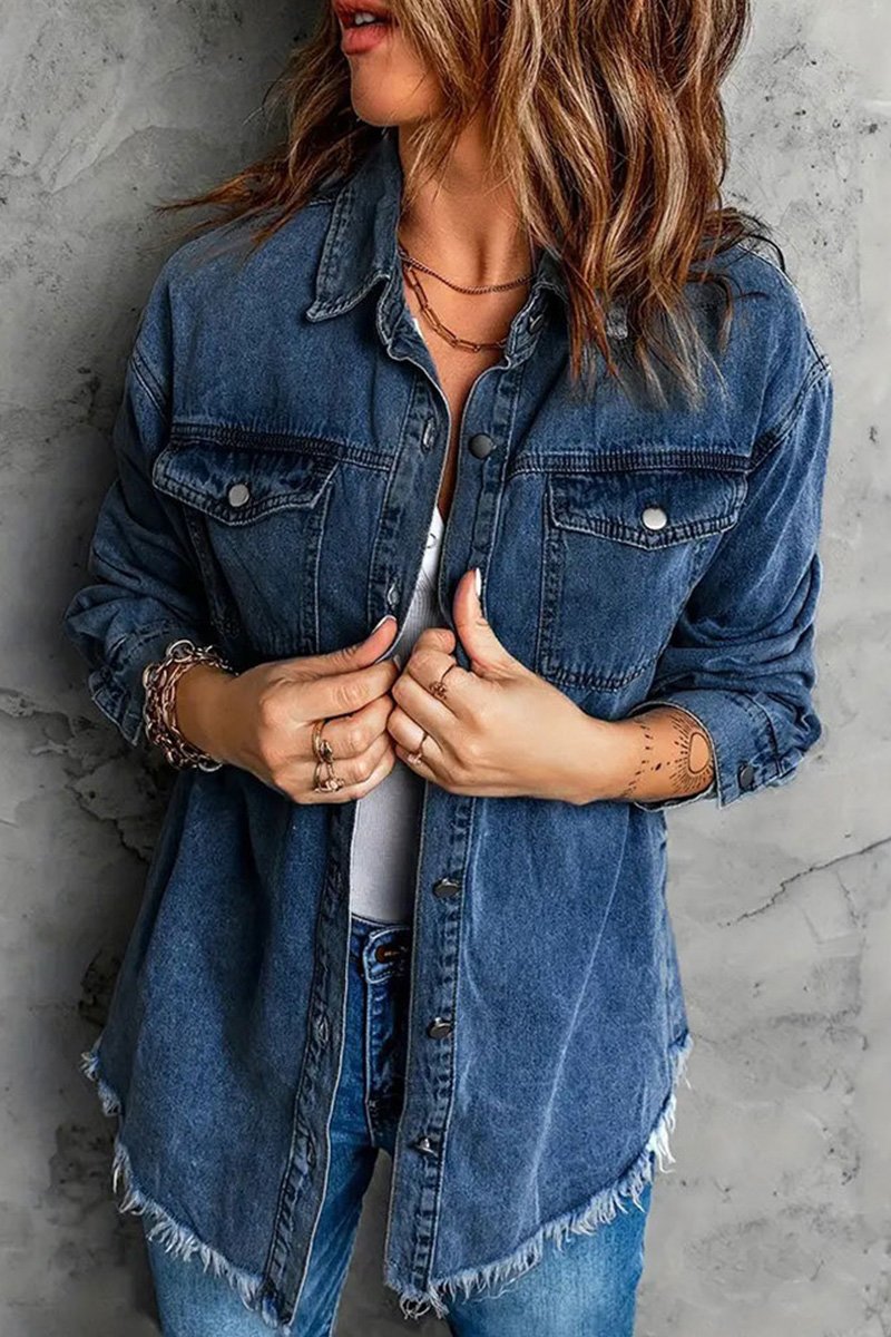 Women's Distressed Frayed Edge Denim Coat