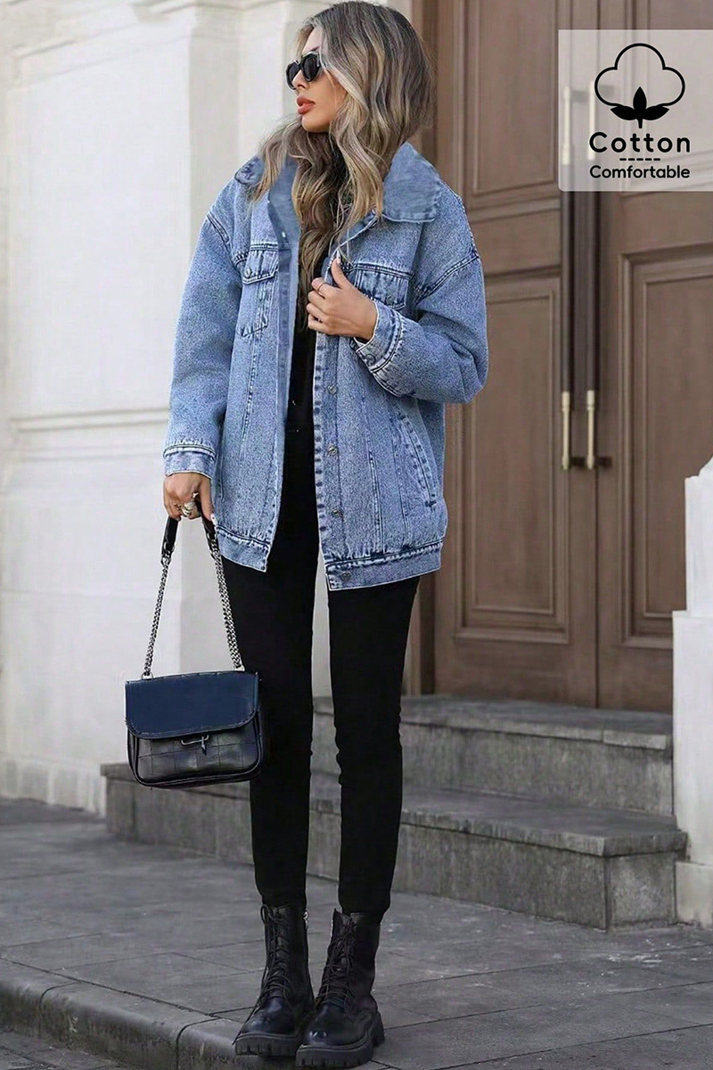 Trendy Loose Women's Long-Sleeve Denim Jacket