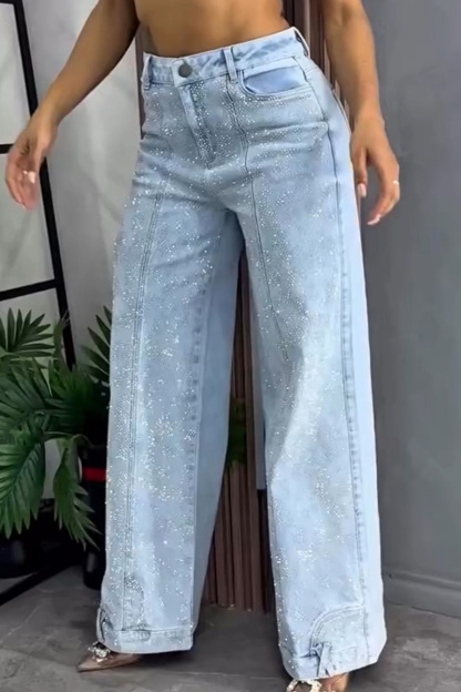Ladies' Trendy Diamond-Studded Sparkling Stretch Jeans