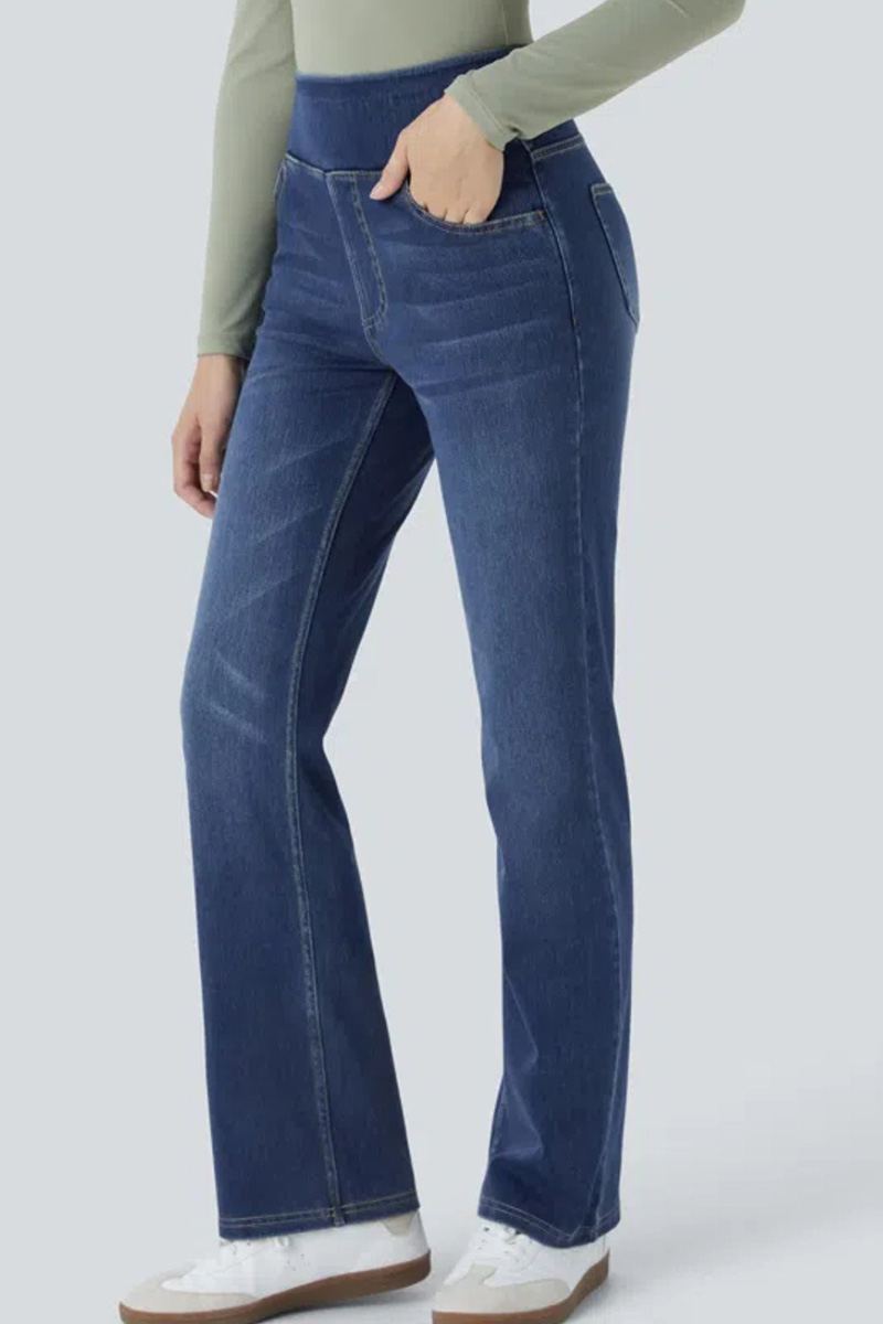 Ladies' Fashion Slim-Fit Draping Jeans