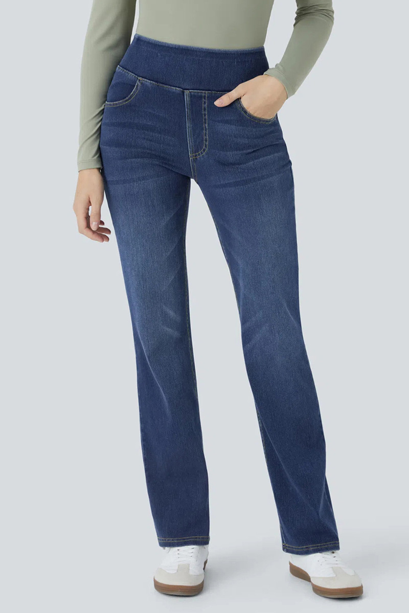 Ladies' Fashion Slim-Fit Draping Jeans