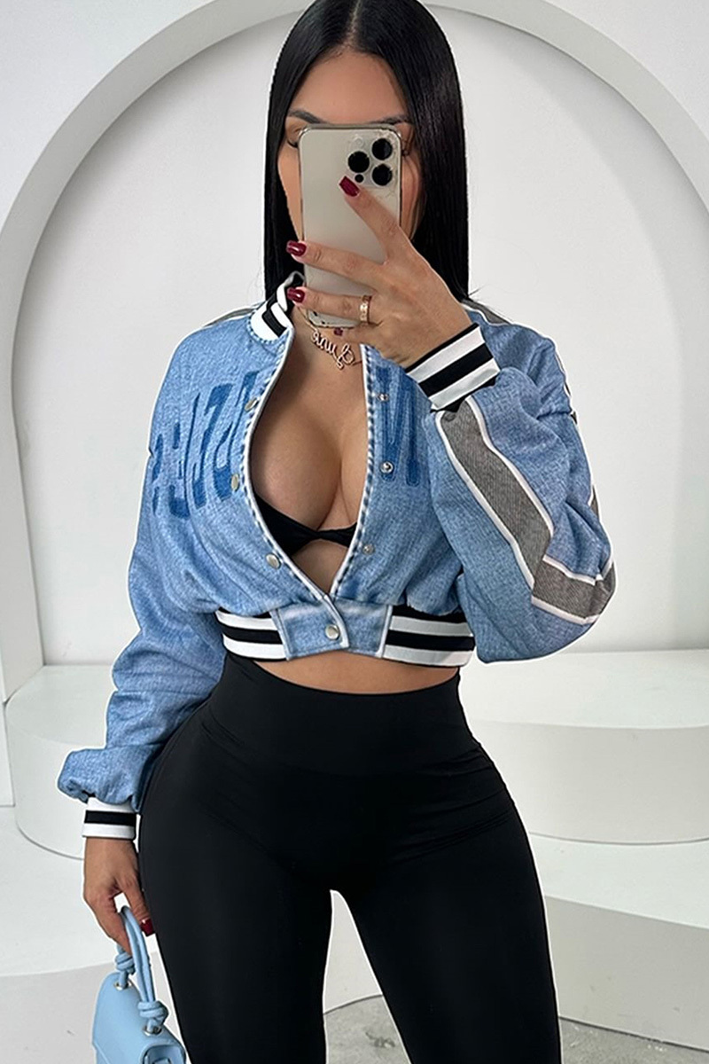 Trendy Printed Cropped Long-Sleeve Open Front Cardigan