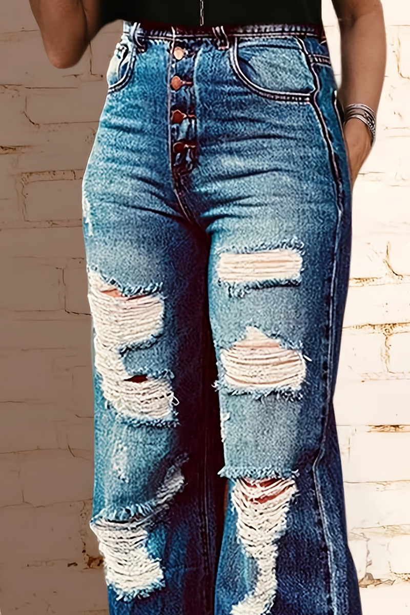 Edgy Distressed Raw-Hem Stretch Jeans for Women