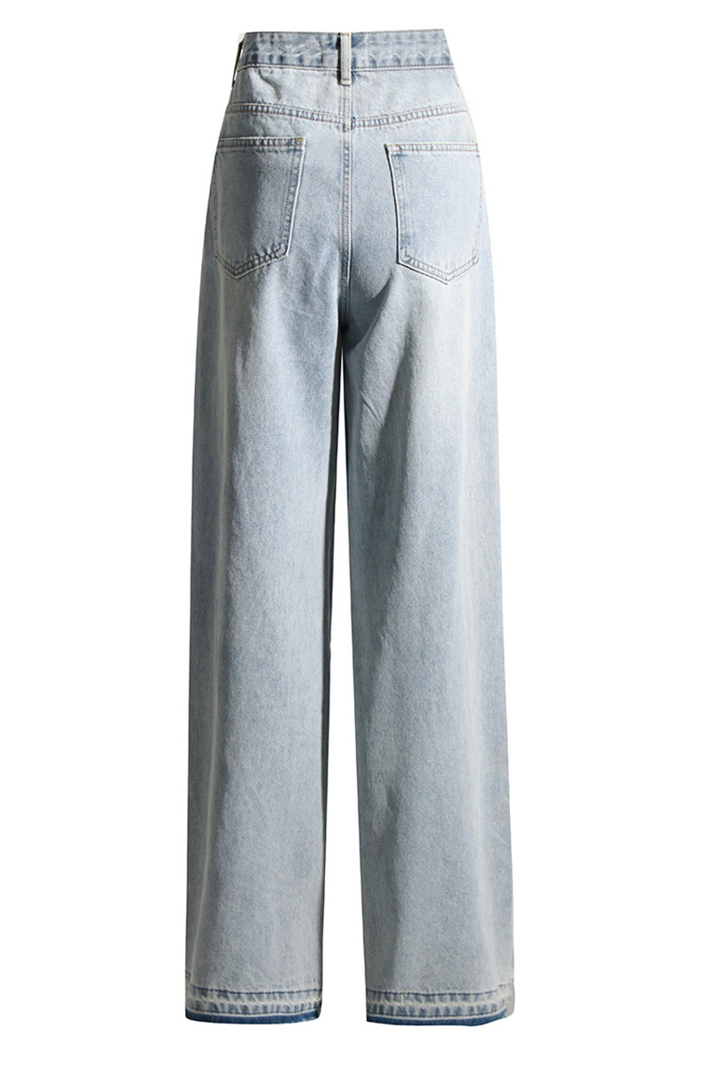 Women Heavy Duty Rhinestone Embellished Straight Leg Jeans
