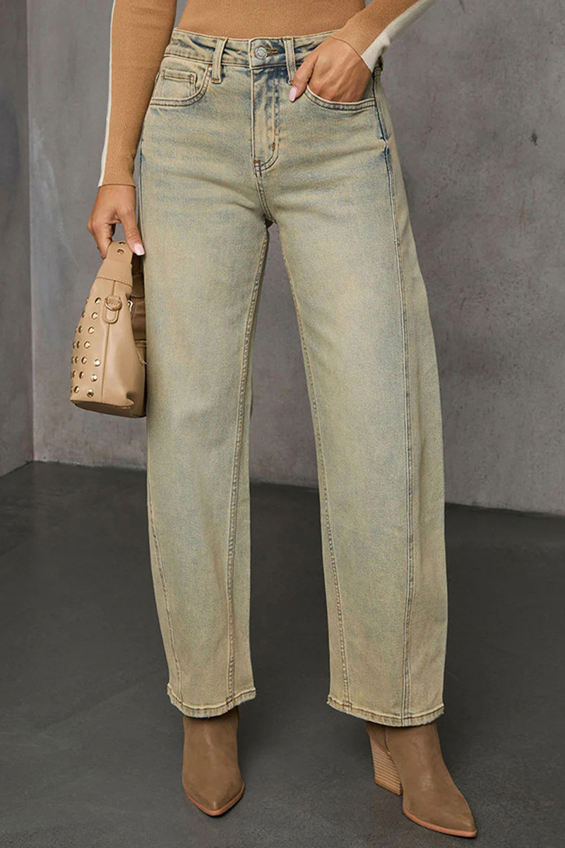 High Street Straight Leg Stretch Jeans For Women
