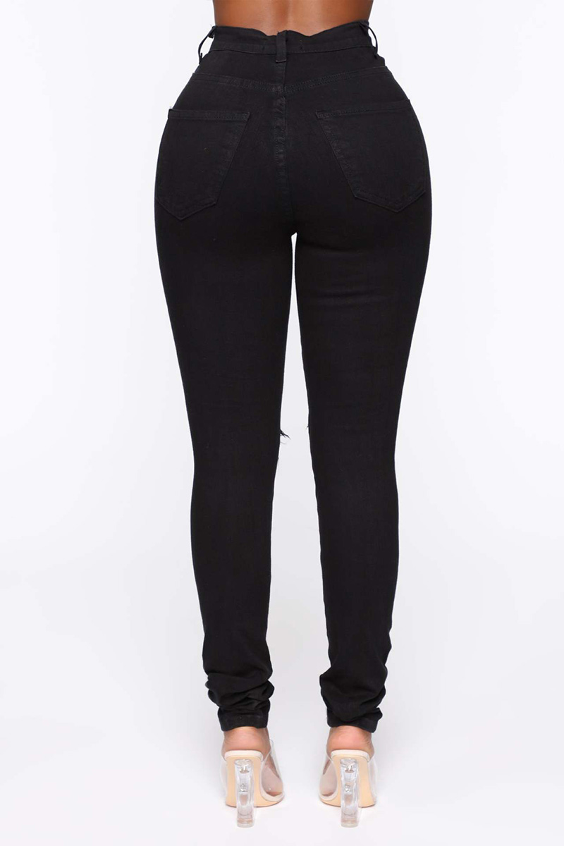 High Street Ripped Knee Stretch Skinny Jeans For Women