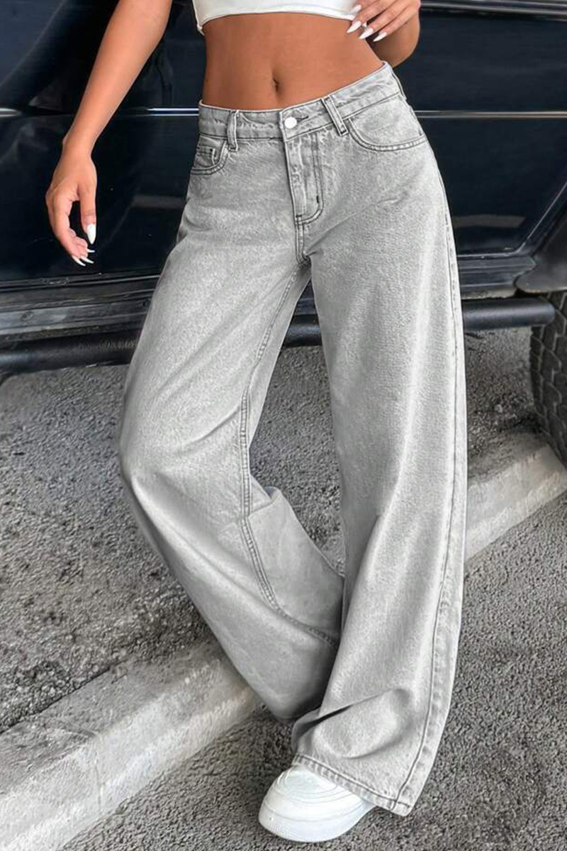 Retro Low Rise Washed Straight Leg Jeans For Women