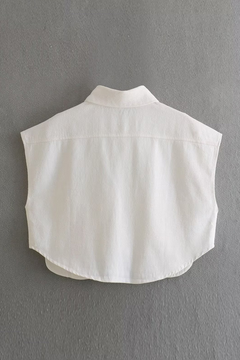 Women Casual Cropped Denim Vest With Pockets