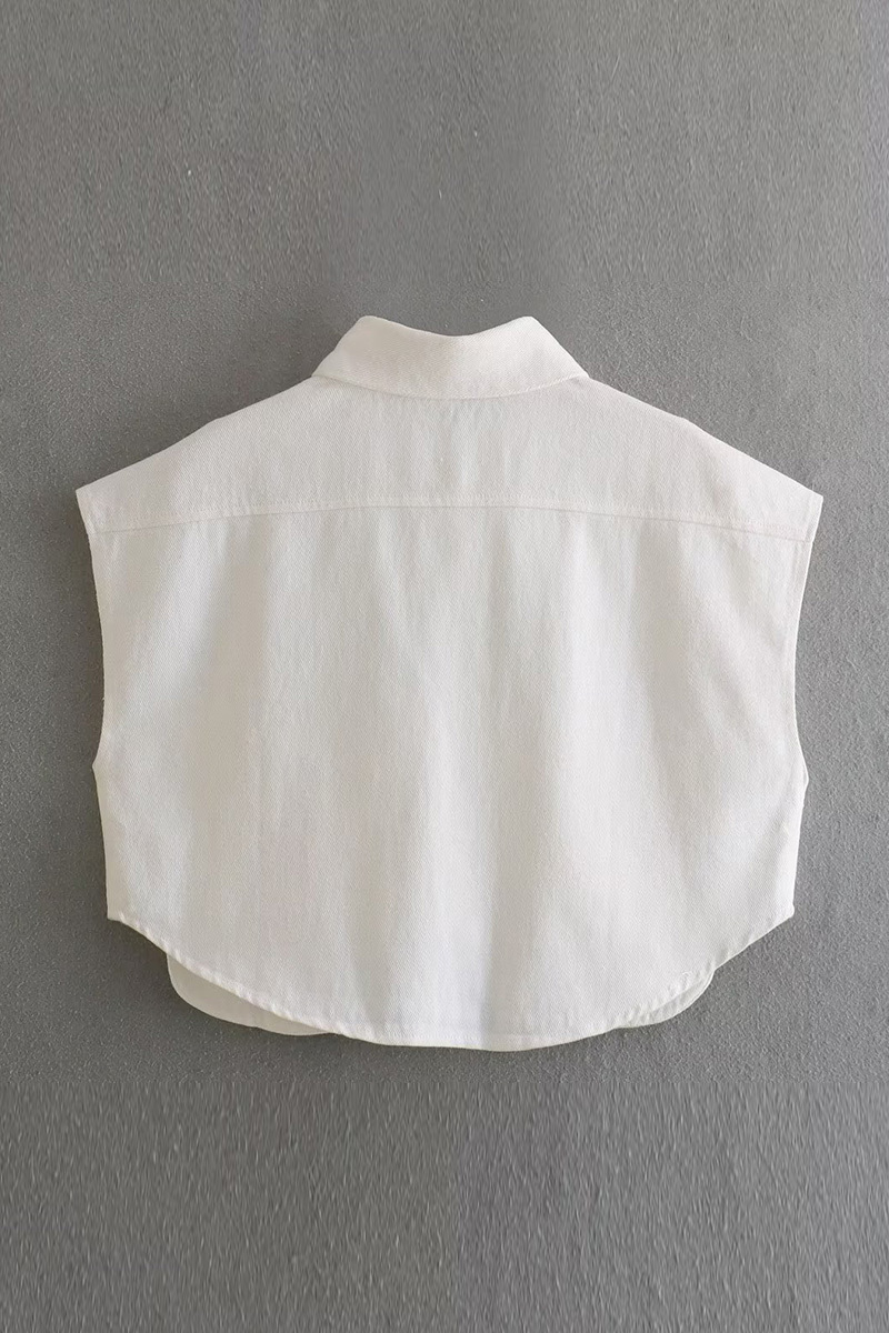 Women Casual Cropped Denim Vest With Pockets