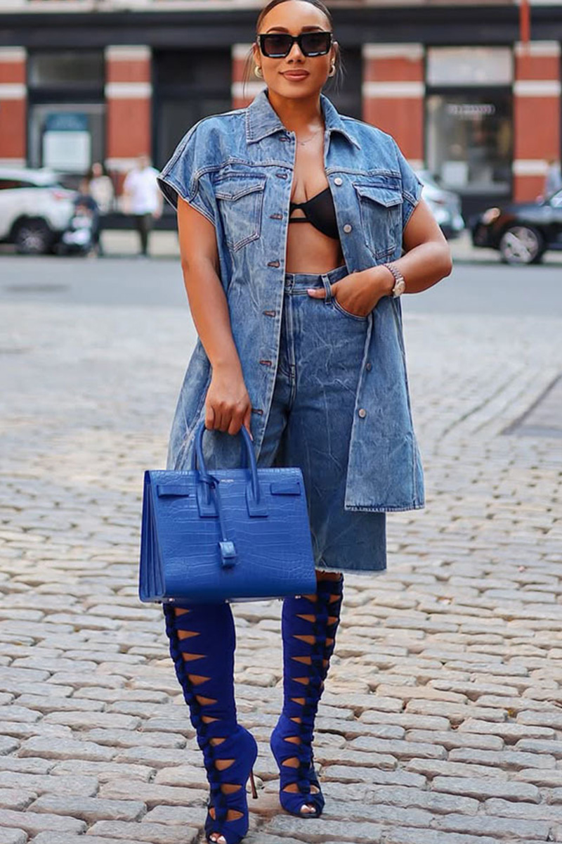 Women's Outerwear Layering Essential Denim Sleeveless Jacket