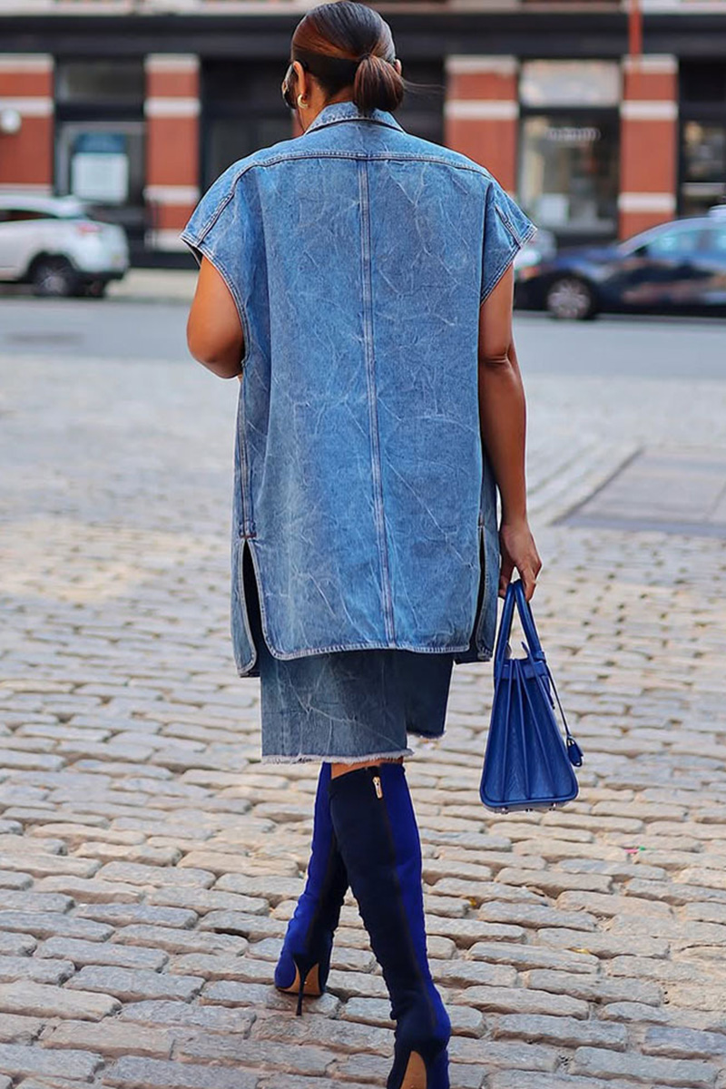 Women's Outerwear Layering Essential Denim Sleeveless Jacket