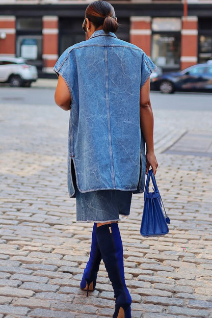 Women's Outerwear Layering Essential Denim Sleeveless Jacket