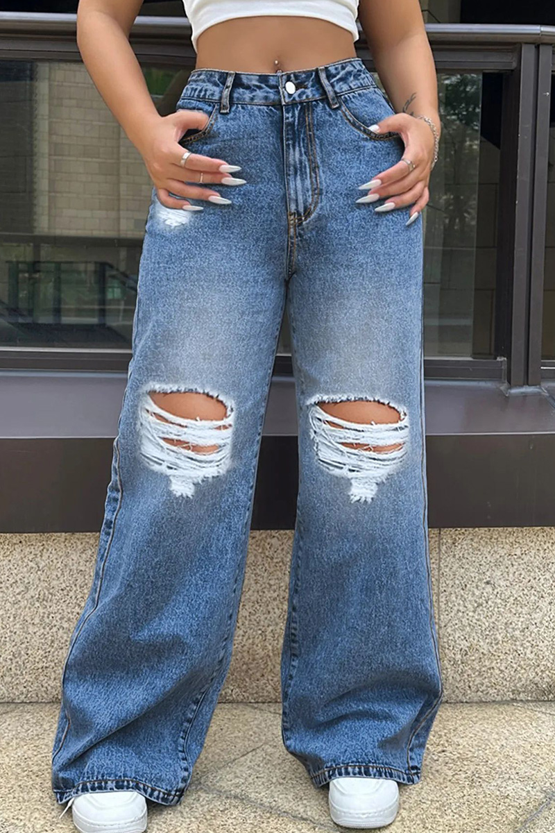 Women's Classic Slim - Fit Ripped Washed Jeans