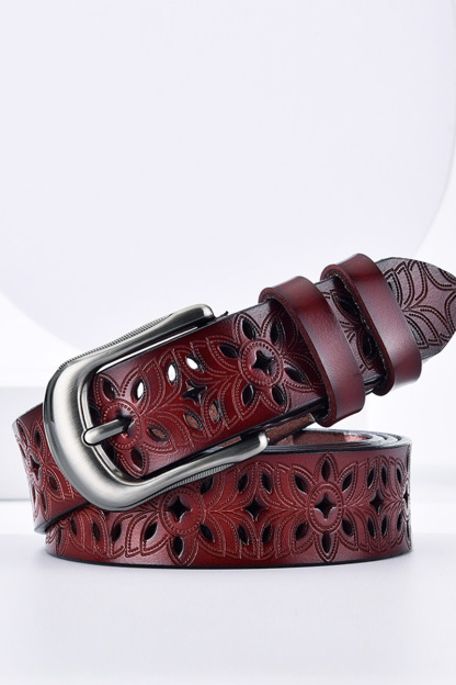 Women's Versatile Perforated Leather Belt