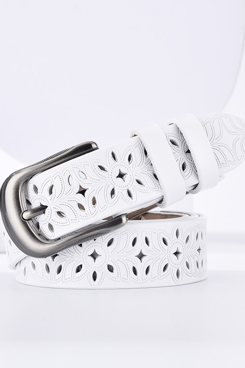Women's Versatile Perforated Leather Belt