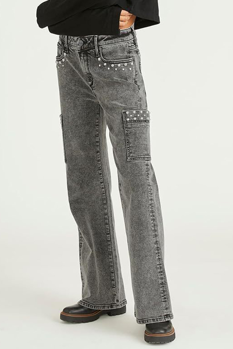 Women's Pearl Embellished High Waist Jeans