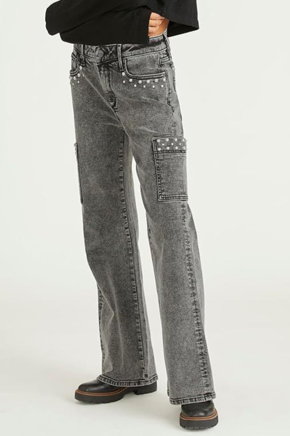 Women's Pearl Embellished High Waist Jeans