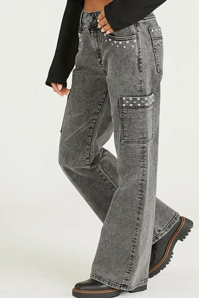Women's Pearl Embellished High Waist Jeans